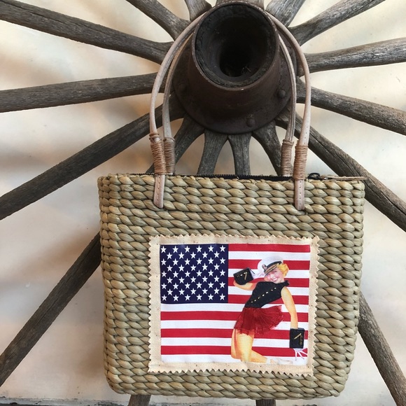 American Flag Pin-Up Girl Stars Stripes Tote Bag - Picture 1 of 8